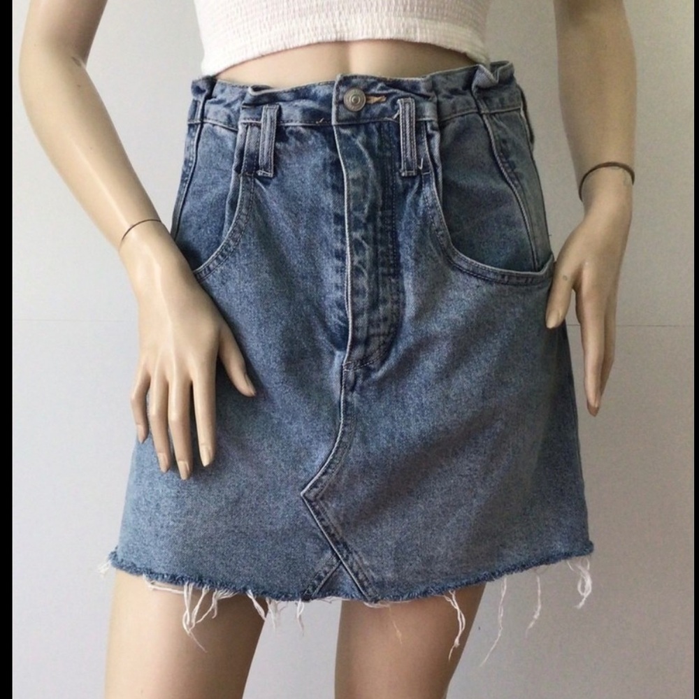 We The Free Light Blue Denim Skirt